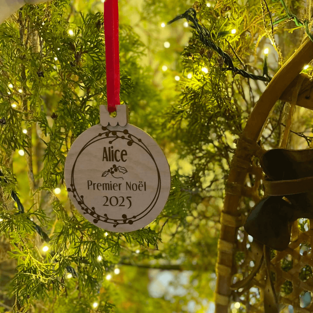Boules de Noël en bois - Mon premier Noël - personnalisable