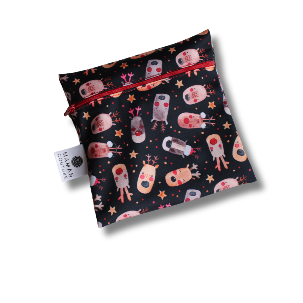 Sac à collation - Rennes au nez rouge - Collection de Noël