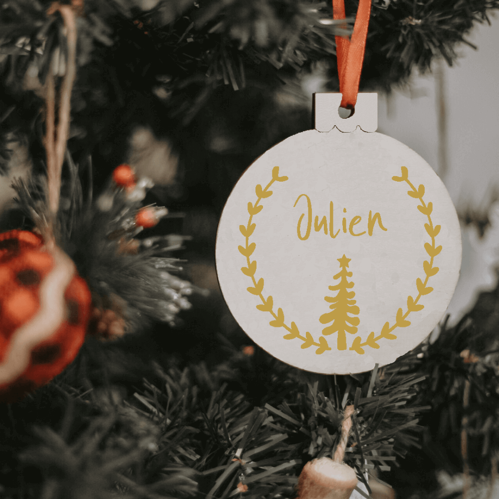 Boules de Noël en bois - Sapin - personnalisable