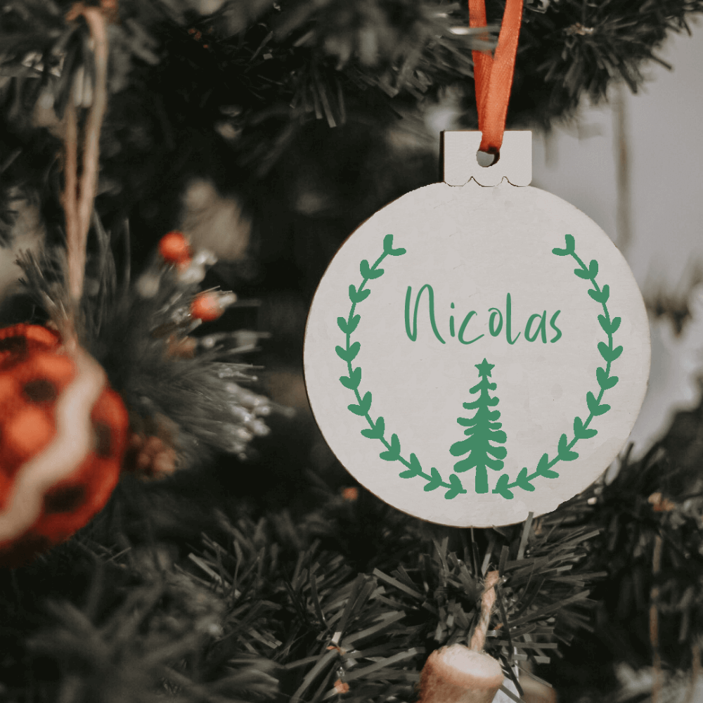 Boules de Noël en bois - Sapin - personnalisable