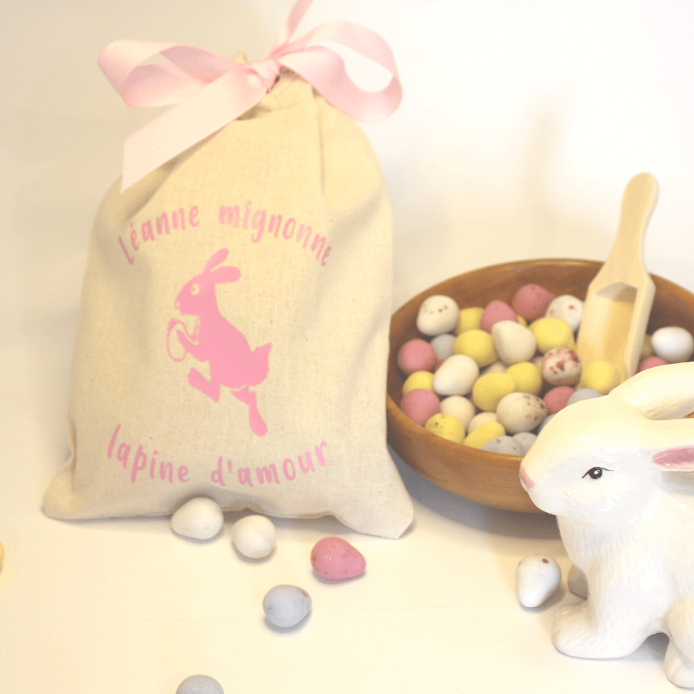Sac cadeaux de Pâques - lapin/lapine d'amour - Personnalisable - Réutilisable