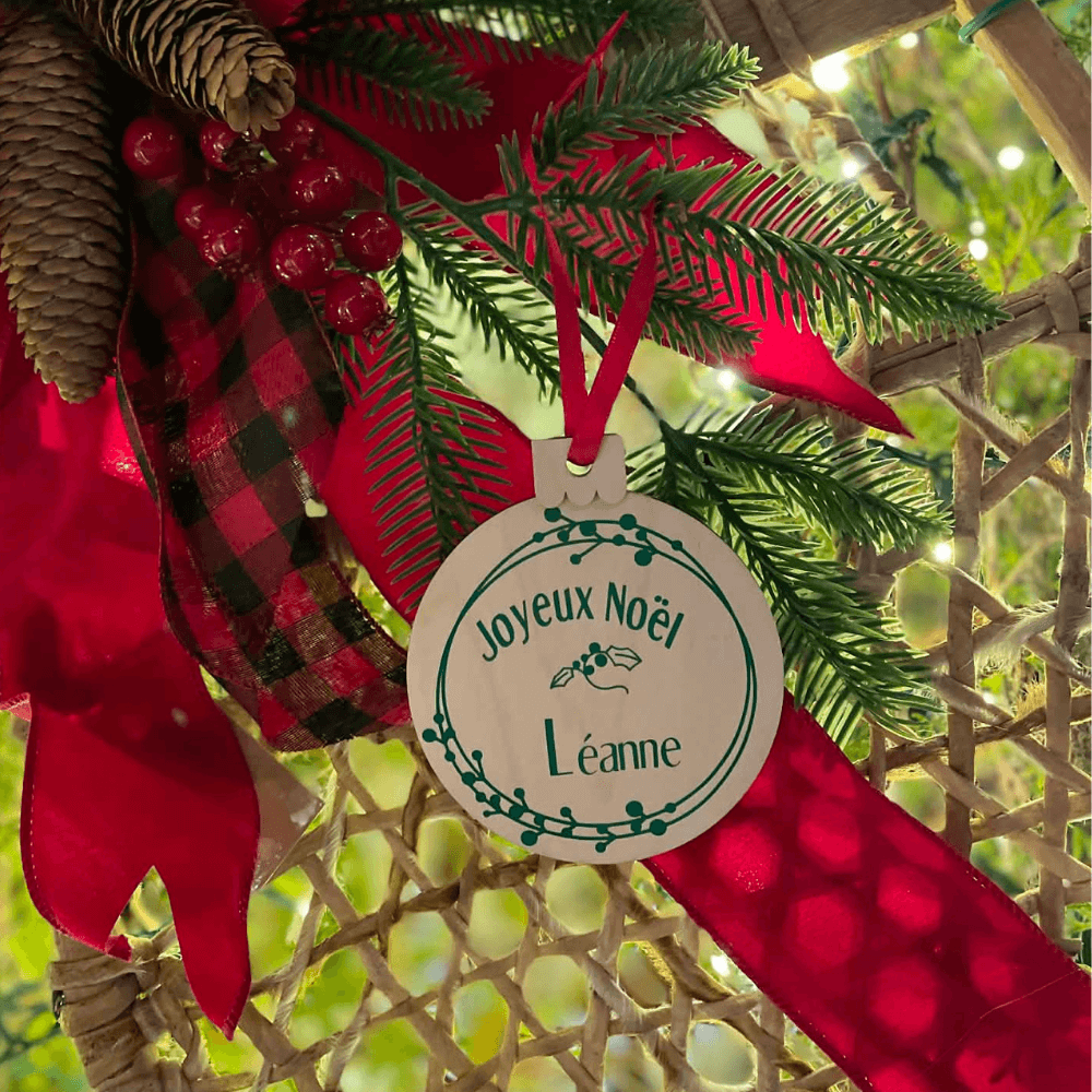 Boules de Noël en bois - Joyeux Noël - personnalisable