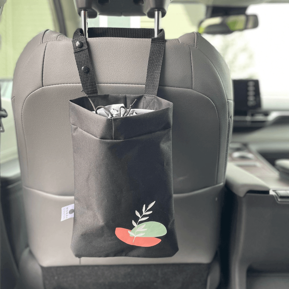Poubelle de voiture en tissu avec motif de feuillage