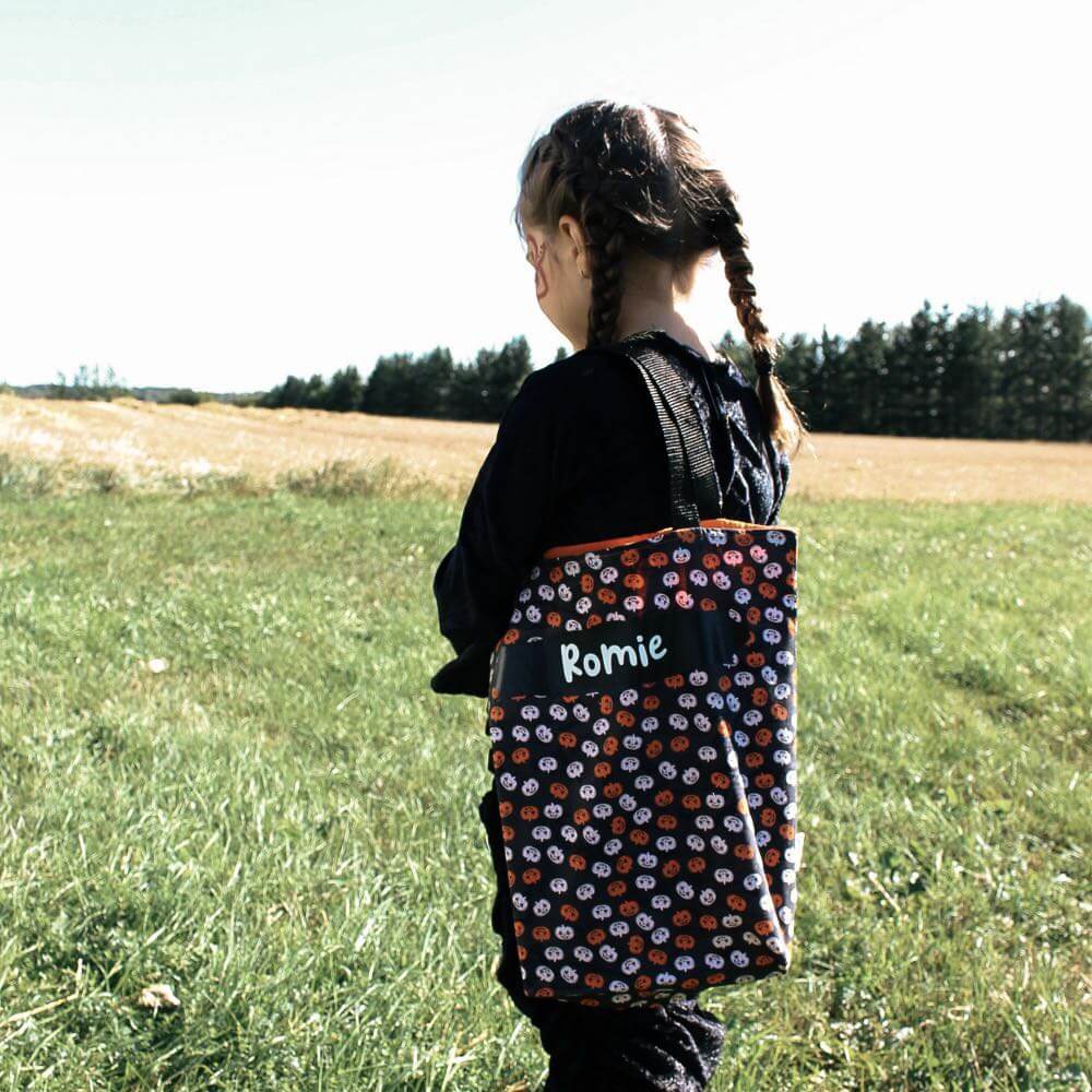 Sac d'halloween personnalisable - motif bonbons - Sac de récolte - Prénom qui brille dans le noir
