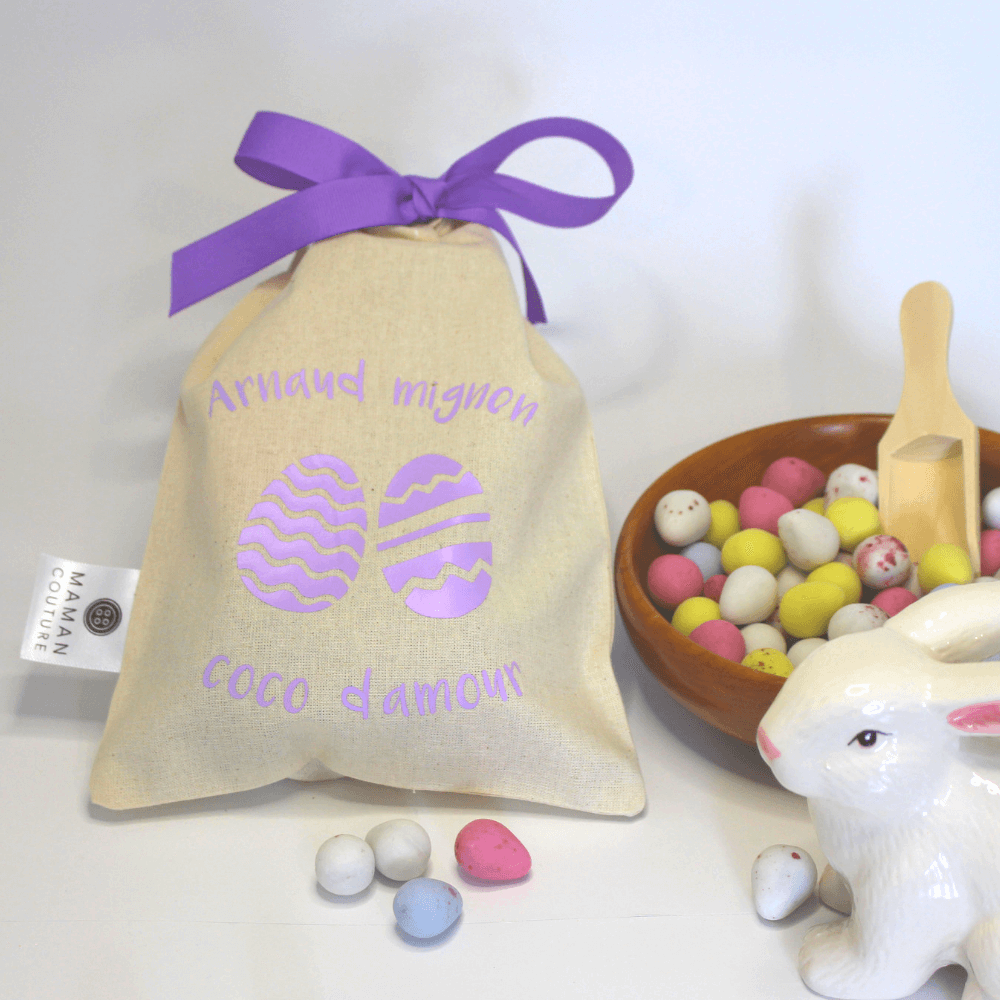 Sac cadeaux de Pâques - Mignon/mignonne coco d'amour - Personnalisable - Réutilisable
